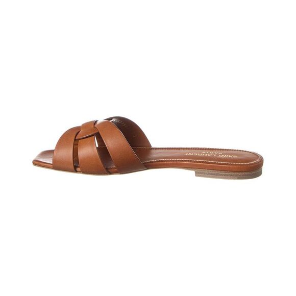 Saint Laurent Tribute Leather Sandal, Brown - Picture 2 of 5